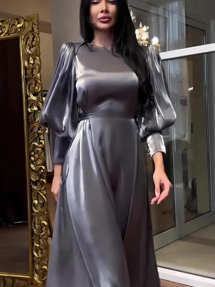 Vestido de cetim muçulmano para mulheres, Abaya, Vestidos de festa Marrocos, Ramadã, Abayas com renda, Kaftan, Islã, Dubai, Árabe, Eid, Sliky, 2022