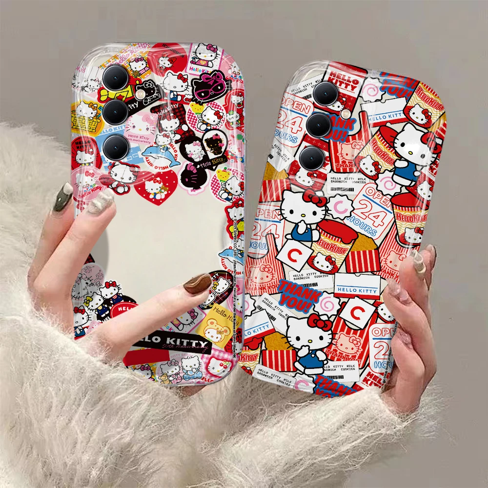 Casing gelombang 3D susu Hellos Kittys lucu untuk Samsung A73 A72 A71 A55 A54 A53 A35 A34 A33 A25 A24 A23 A15 A14 A13 A05 A04 A03 4G 5G