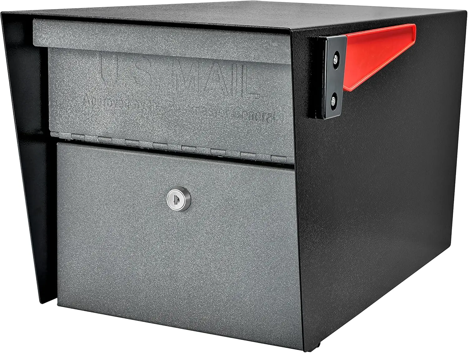 Mail Boss 7521 Mail Manager Locking Post-Mount Mailbox Large Black & Granite Letter Box