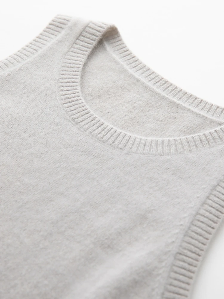 

Распродано, 100% кашемировый жилет, осенне-зимний базовый кашемировый свитер без рукавов с круглым вырезом, внутренний внешний вид, модные вещи, топ