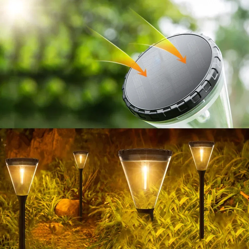 Super Bright Solar Lawn Street Light Warm Light Adjustable High Pile Waterproof Garden Night Light Built in 2200mA Battery