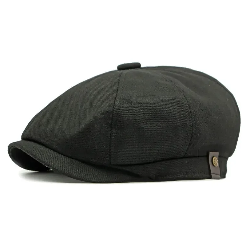 

Spring Cotton Solid Newsboy Caps Men Flat Peaked Cap Women Painter Beret Hats 55