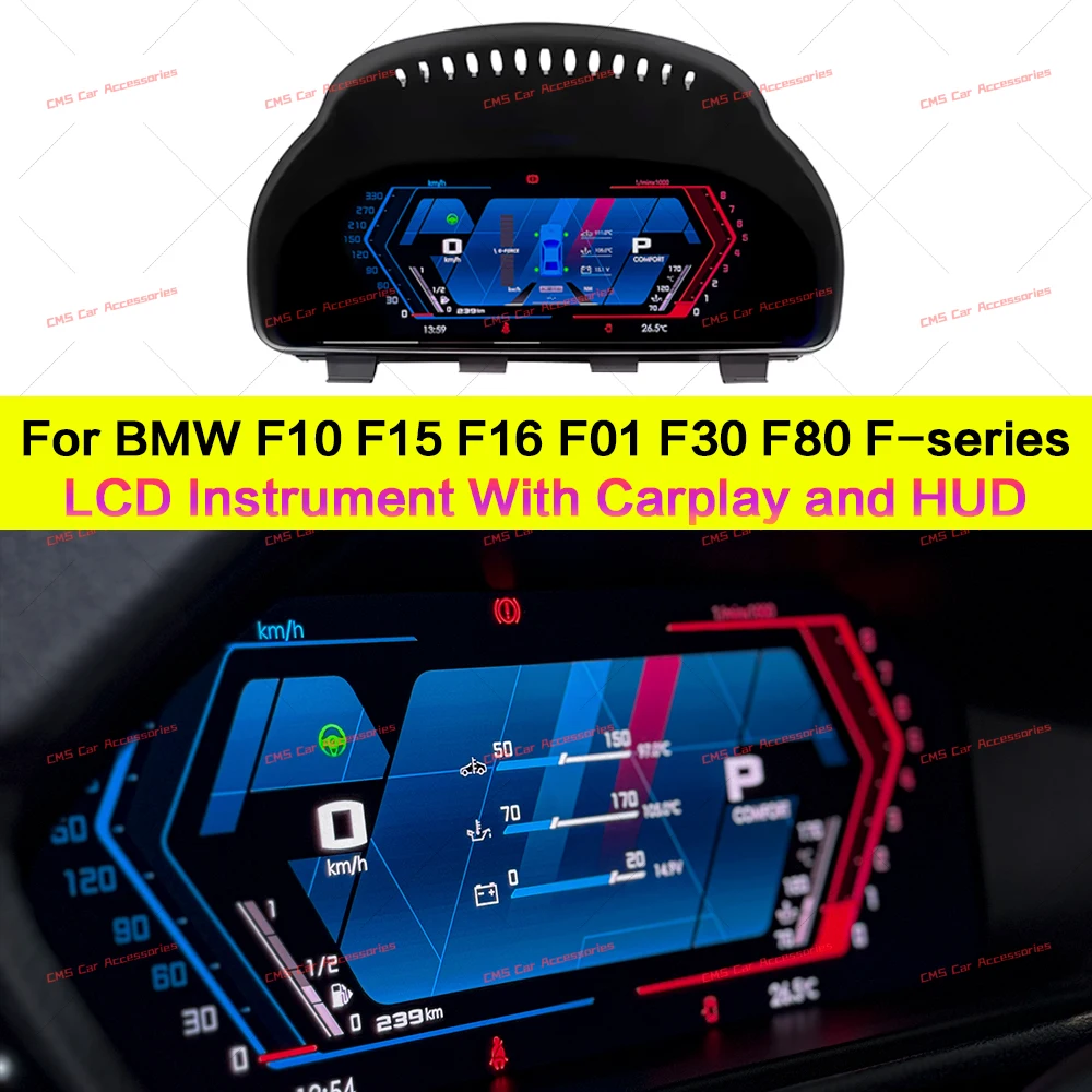

Цифровой спидометр с LCD-дисплеем в спортивном стиле M5 для BMW 5 серии F10 F11, беспроводной приборный щиток с поддержкой CarPlay, HUD-дисплей.