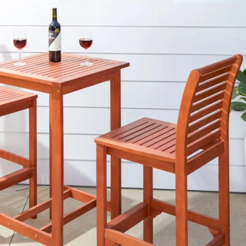 Reddish Brown Tropical Wood Bar Chair