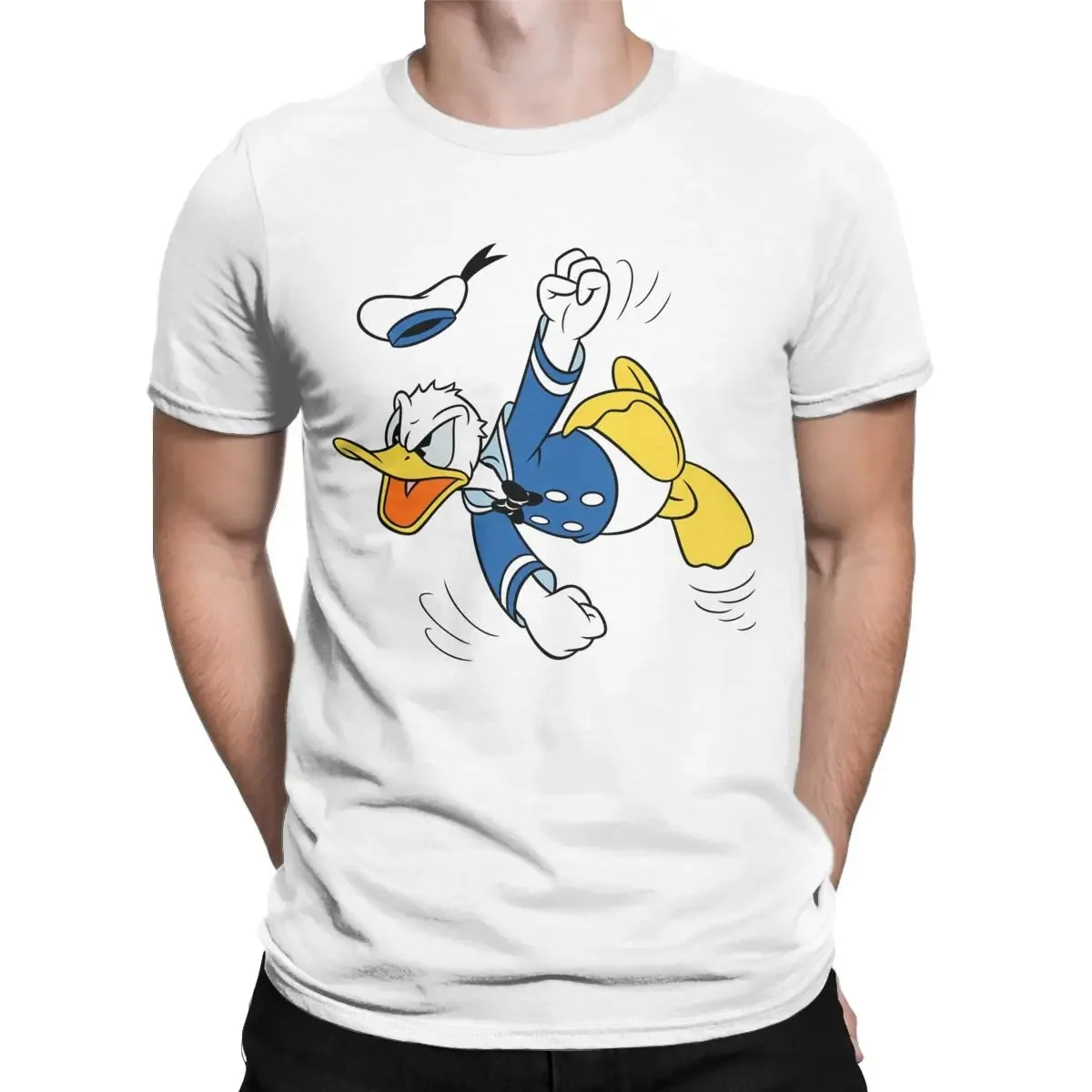 Angry Donald Duck T-Shirt Men's Cotton Fashion Men's T-Shirt Crew Neck Disney T-Shirt Short Sleeve Top Parent-Child Clothing