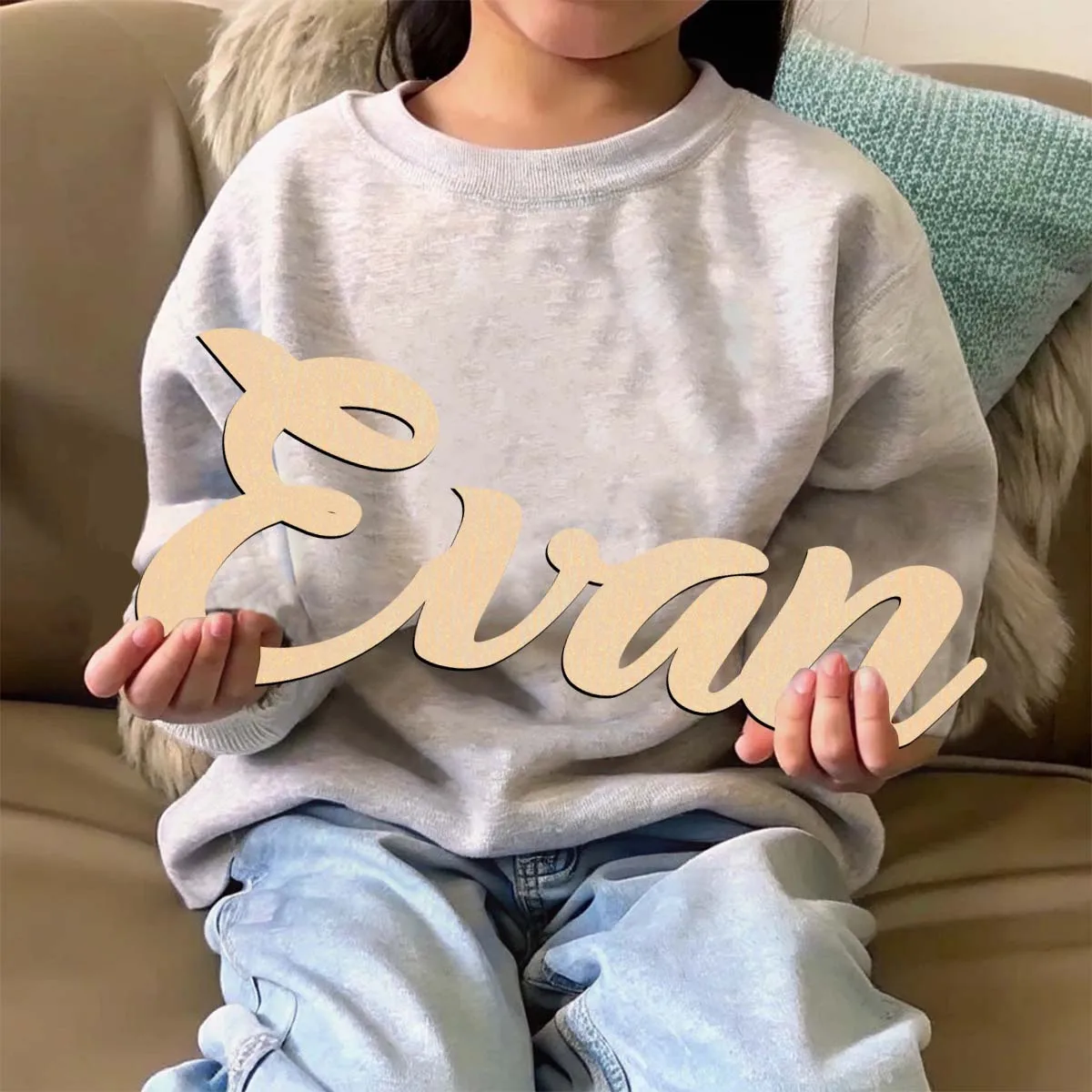 1pc Creative Evan example Customizable Name Laser-Cut Sign Wooden Decor Wooden Plaque Durable Outdoor Sign