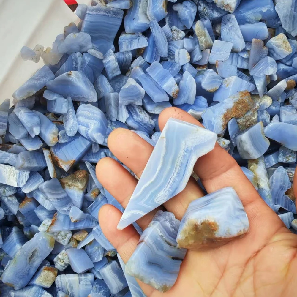 1pc/2pcs/3pcs Natural Blue Striped Agate Freeform Smoothed Home and Desktop Decoration Scene Decoration Gifts for Women