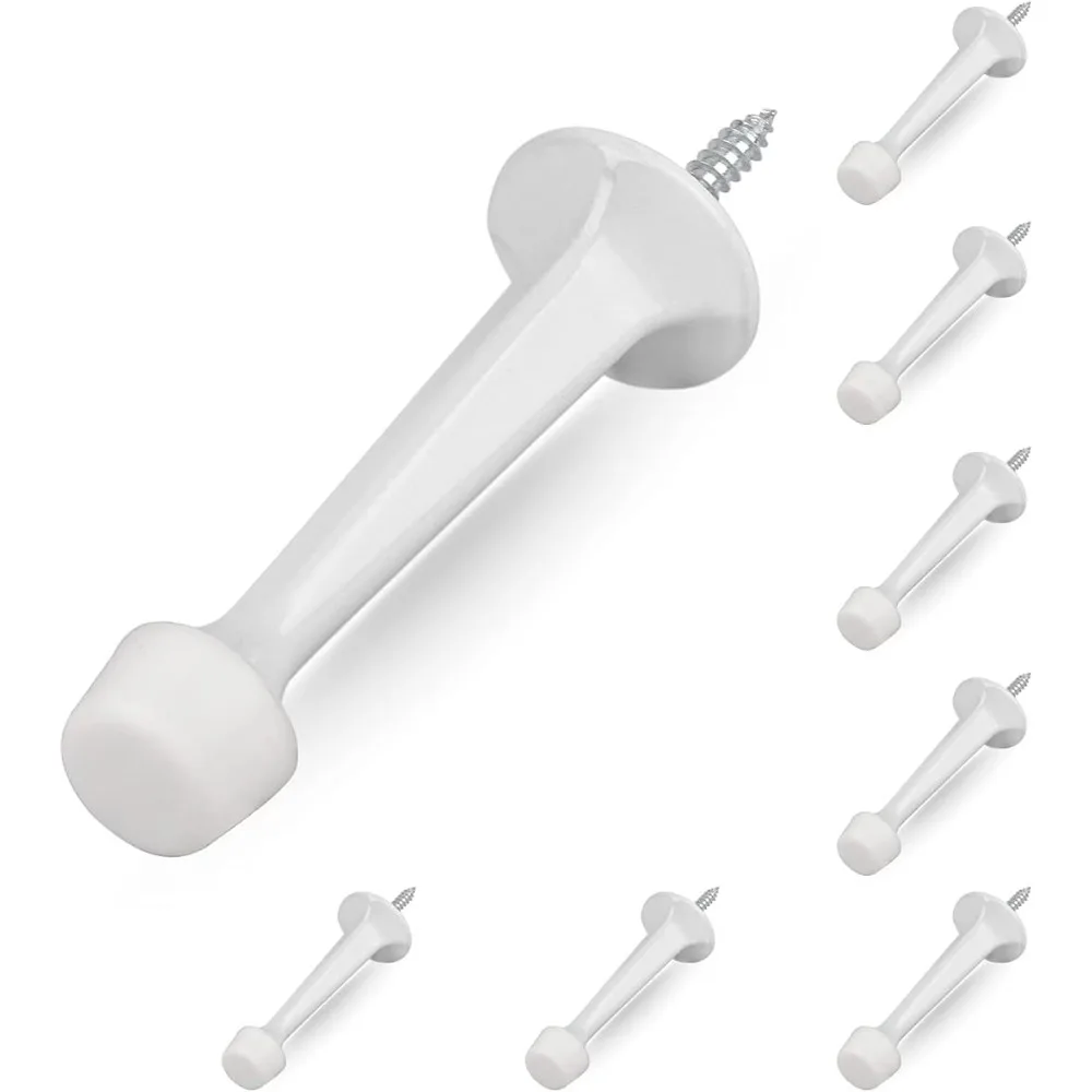 

8-Pack White Heavy-Duty Zinc Door Stops with Soft Rubber Tips