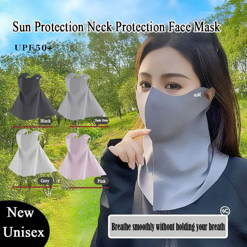 

New Ice Silk Sun Protection Mask 3D Breathable UPF50+ Anti-UV Neck Scarf Dustproof Neck Protection Sunshade Face Mask Summer