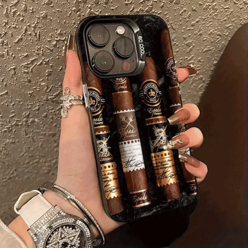 

Stylish cigar-shaped phone case for iPhone 16 15 14 13 12 11 Pro/ Max/Plus shock-proof back cover anti-fingerprint