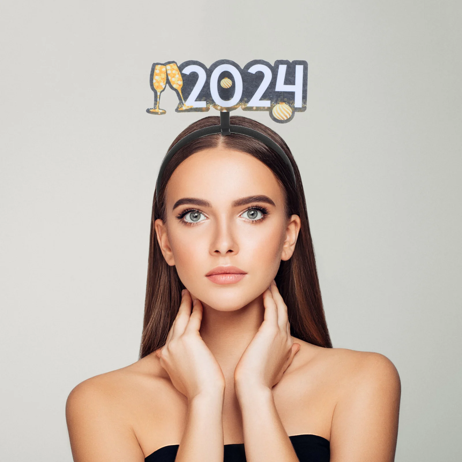 

2024 New Year Headband Goblets Design Spring Festival Decor Non Woven Fabric Party Headdress Hair Hoop Photoshoot Props