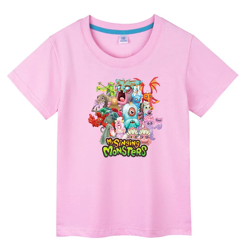 Kaus anak-anak My singing monster kaus lengan pendek anak perempuan anak laki-laki katun 100% baju kasual anak-anak musim panas atasan rompi uniseks