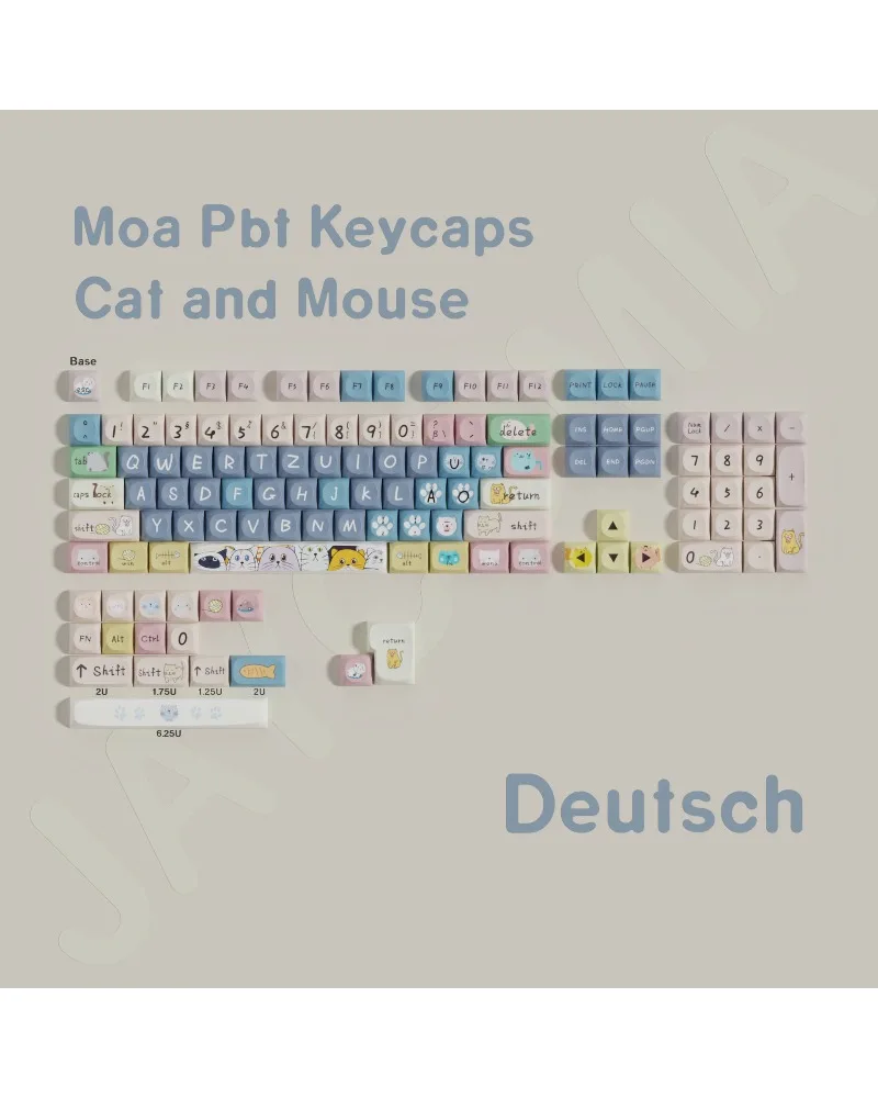 

MOA Cat Small Language Korean German French Keycaps Full Mechanical Keyboard