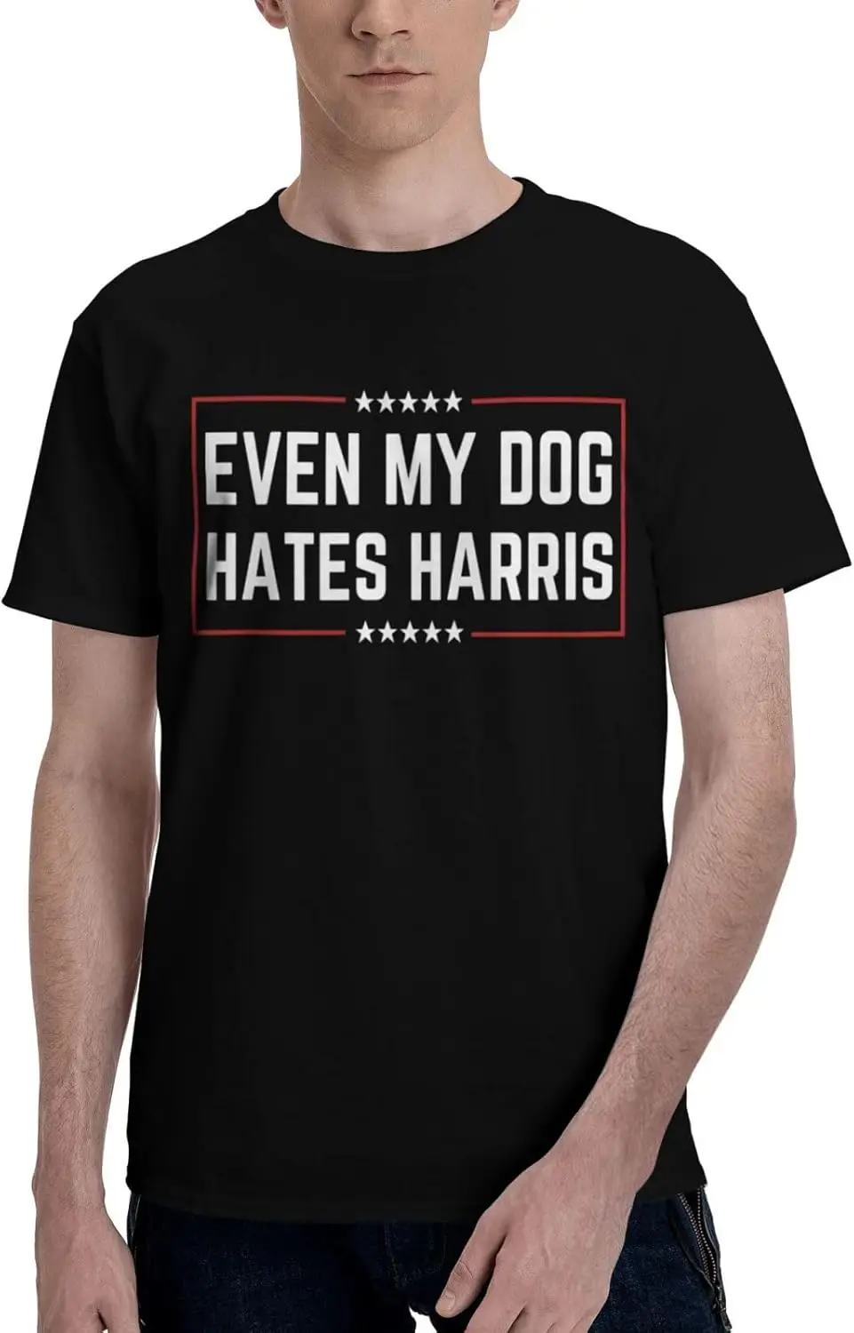 Even My Dog Hates Kamala Harris F K Kamala Harris Men's T-Shirt Classic Short Sleeve Tees Cotton Shirt