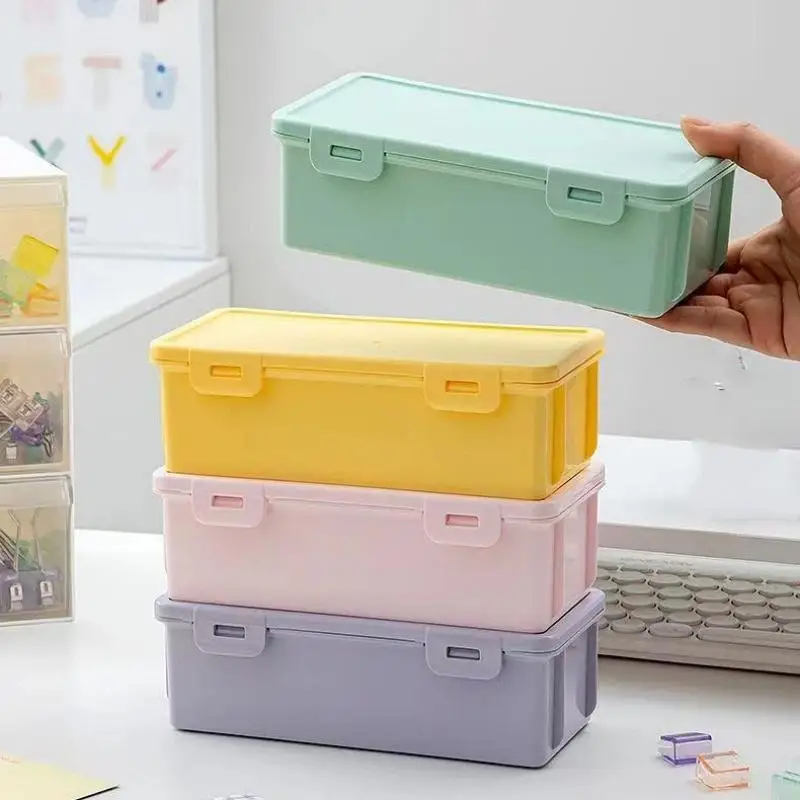 1pc Colorful Pencil Box Large Capacity Plastic Organizer Storage Boxes For School Bulk Stackable Design Office Supplies