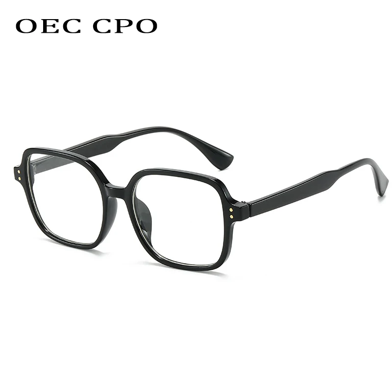 

OEC CPO Vintage Square Glasses Frame Women Men Fashion Clear Lens Rivets Eyewear Trending Optical Eyeglasses Frames