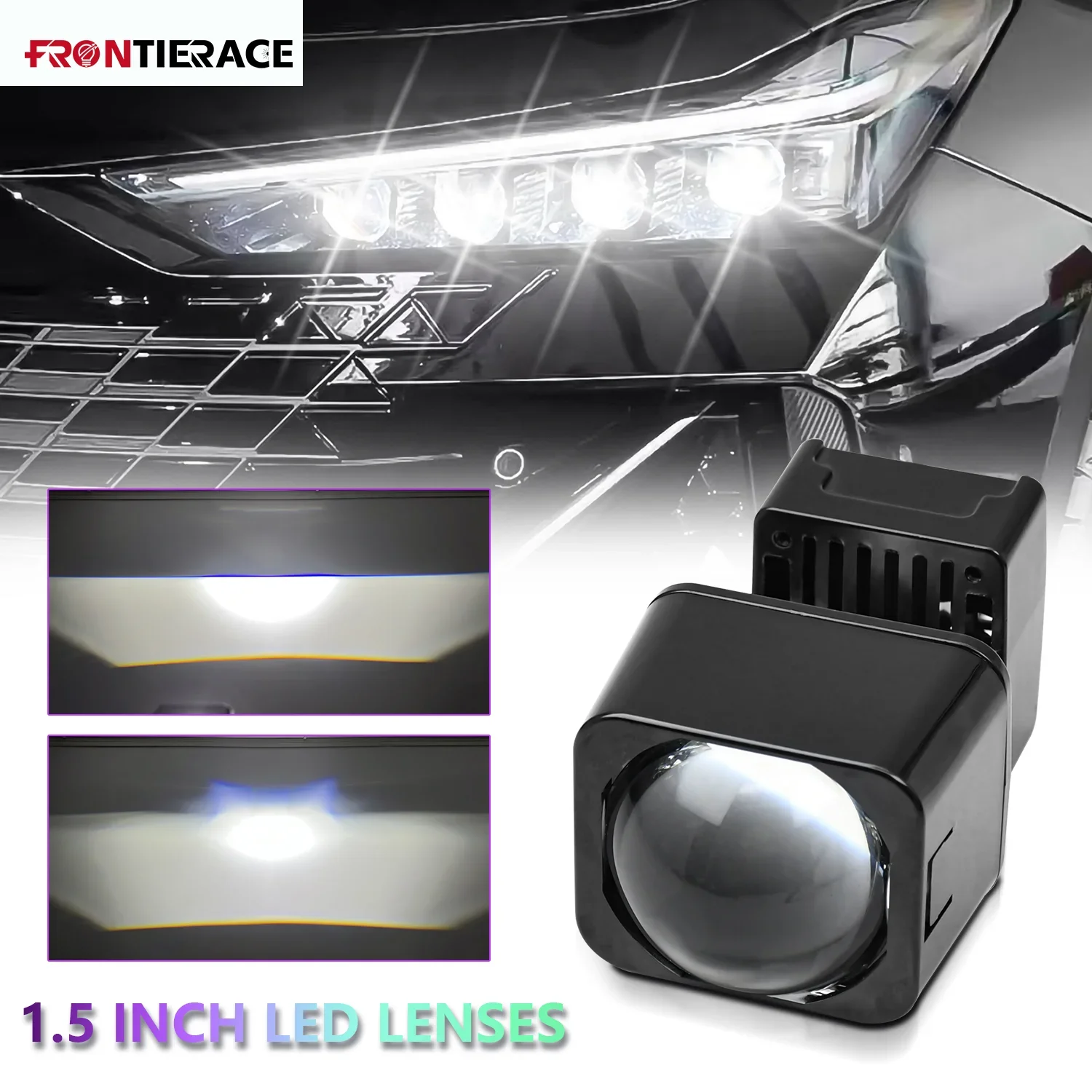 

Auxiliary Projector Headlight 1.5inch Matrix Dual LED Lens High and Low Beam Projection Headlights for Motorcycle Auto 12V 24V