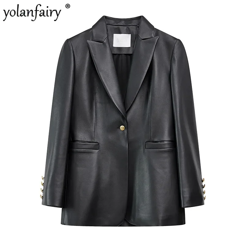 YOLANFAIRY New Suit for Women Genuine Leather Jacket Women's Clothes Autumn Midium Korean Natural Sheepskin Coats and Jackets
