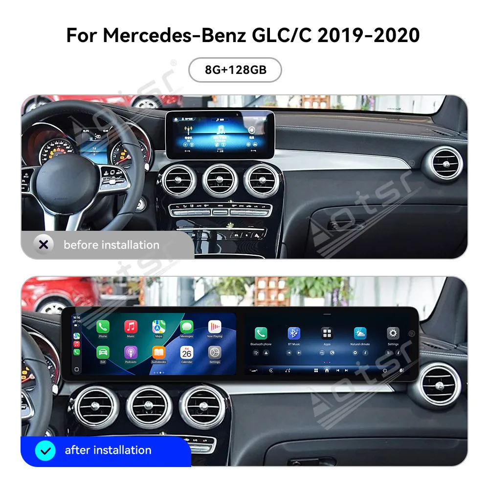 

12.3inch Dual Screen Car Radio For Mercedes Benz GLC C 2019-2020 Car Multimedia Video Player GPS Navigation Carplay Unit DSP HD