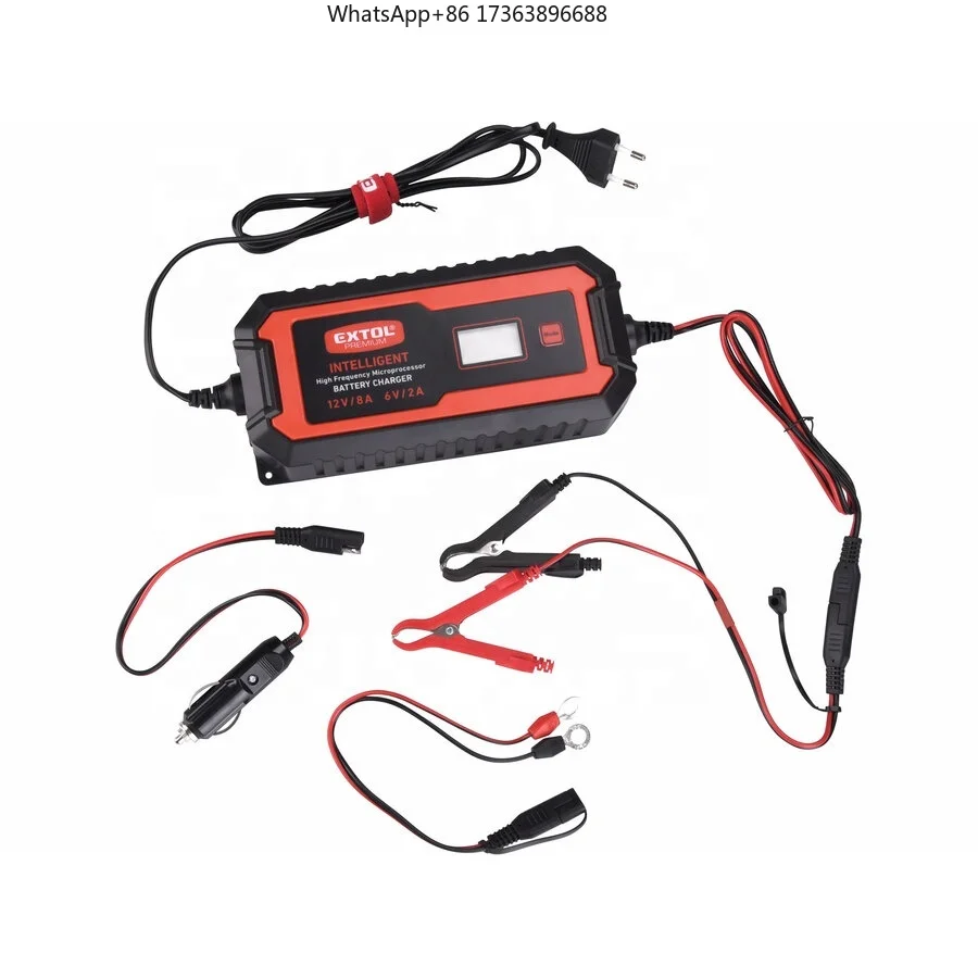 8897303 EXTOL Microprocessor Controlled 9-stage Car Charger for 6 and 12V Lead-acid and LiFePO4 Batteries