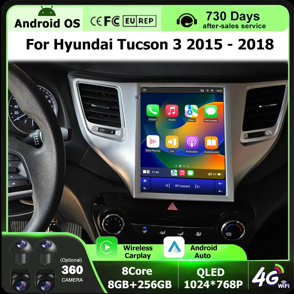 QLED Bildschirm Auto Radio Multimedia Video Player GPS Navigation Für Hyundai Tucson 3 2015-2018 Android 16 Auto Carplay BT DSP 9,7''