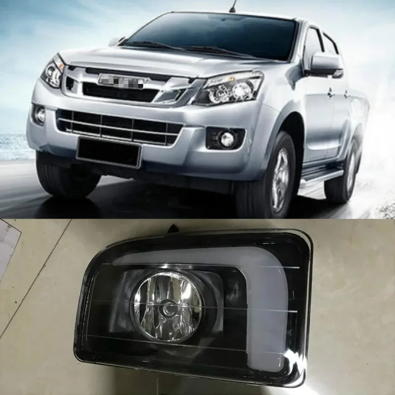 

1 set For ISUZU D-MAX DMAX 2014 2015 LED DRL Daytime Running Lights 12V ABS Fog Lamp Cover with turn signal