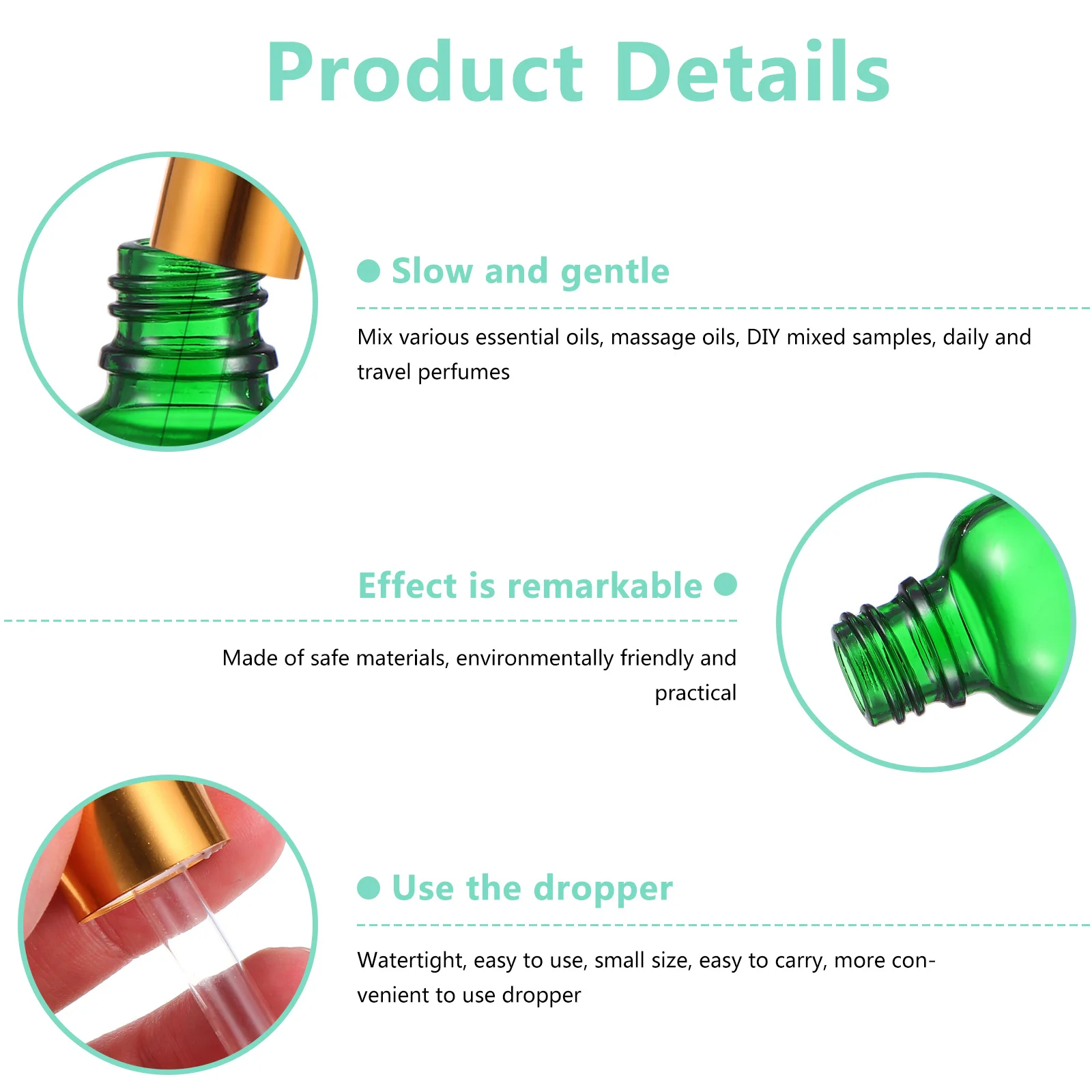 

5Pcs 30ml Refillable Glass Bottles Dropper Essential Oil Container Travel Storage Leakproof Portable Compact Dropper Bottle