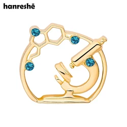 Hanreshe Inlaid Crystal Microscope Brooch Pin Science Lab Jewelry Accessories for Scientist Biologist Lapel Badge Gifts