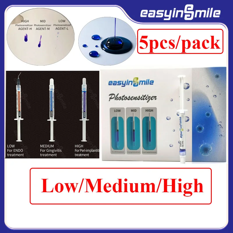 

5 шт., стоматологический фотосенситатор Easyinsmile, материалы для стерилизации, эндодонтическое устройство для фотодинамической лазерной терапии, светильник PDT 630