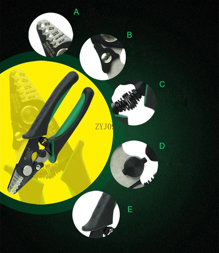 3/5-جزء شكل الألياف تجريد كماشة سلك متجرد المهنية S45C سبائك الصلب البصرية تجريد Multitool