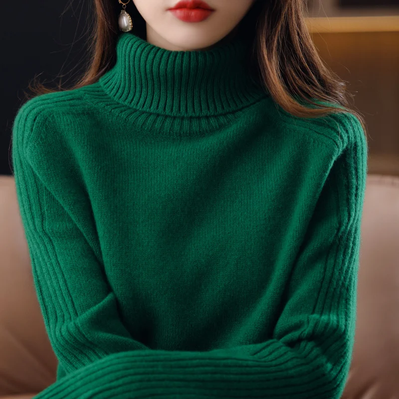 

Solid Turtleneck Pullover Sweater Casual Loose Long Sleeve Sweater Fall & Winter Women's Clothing Loose Female Ladies 2024 R208