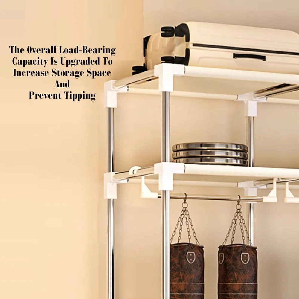 خزانة ملابس محمولة، منظم تخزين خزانة مع أرفف، خزانة ملابس من القماش، مناسبة لغرفة النوم الثانية وغرفة المعيشة، عباءة #6