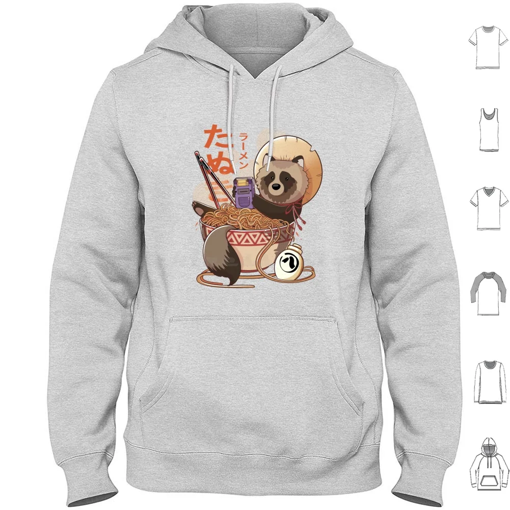 Tanuki Ramen sudaderas con capucha de manga larga Tanuki Ramen Japón japonés Retro Gaming Sake fideos palillos asiático mapache