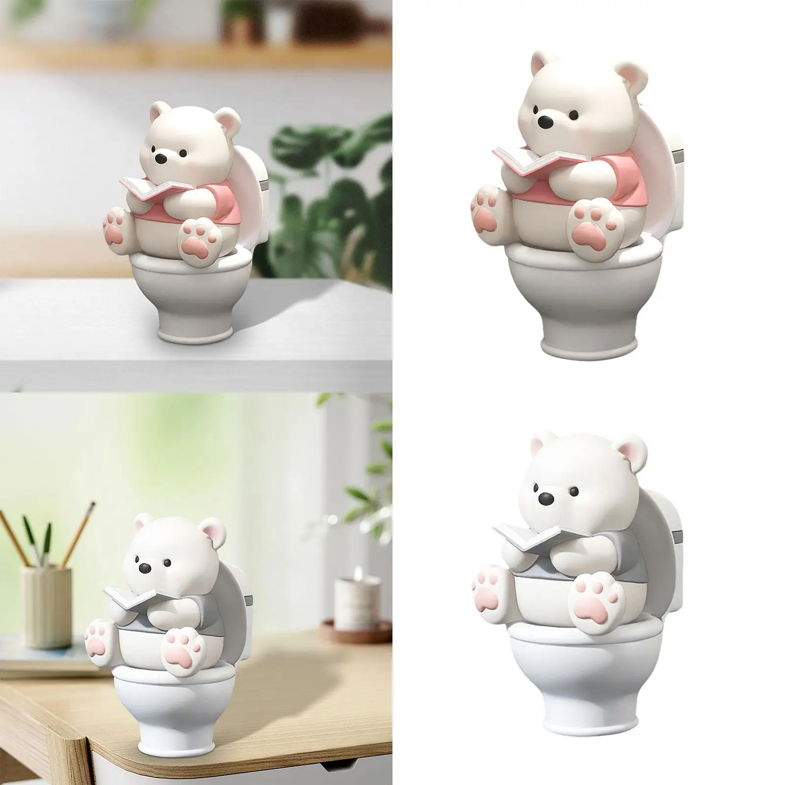 

Toilet Bear Statue Adornment Tabletop Decoration for Patio Fireplace Cabinet