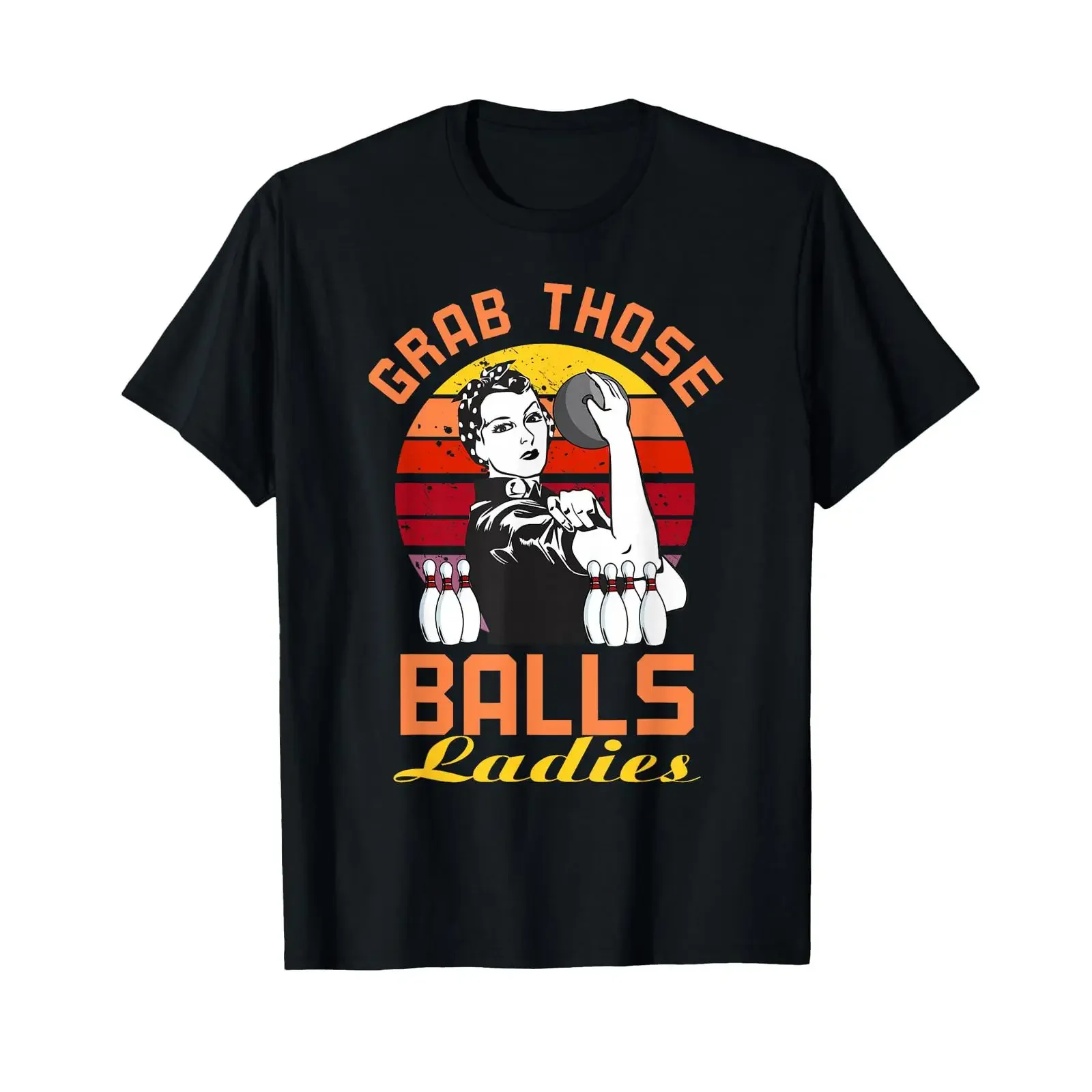 Grab Those Balls Ladies Bowling Retro for Women Fun T Shirt Small vintage Washed graphic homme Stretched fashion Stylish