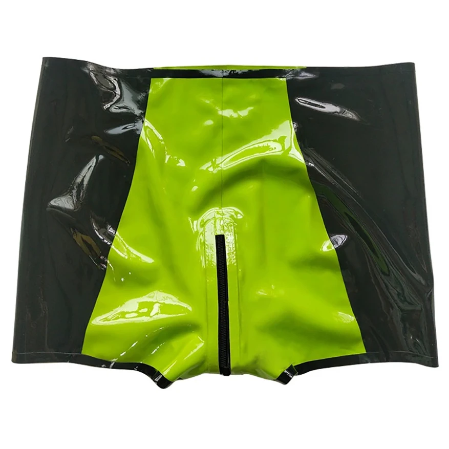 

Sexy Black and Apple Green Latex Gummi Women Shorts Rubber Tight Panties XXXL Custom Made Handmade Underpants RPW094