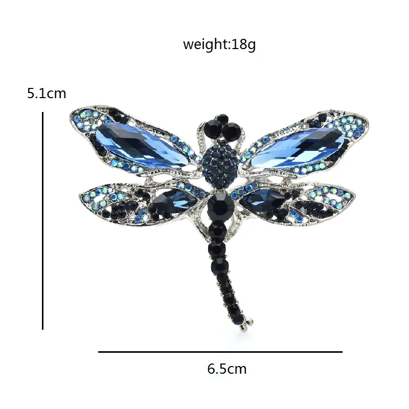 Wuli&baby Small Dragonfly Brooches For Women Beauty Flying Rhinestone Insects Party Office Brooch Pin Gifts