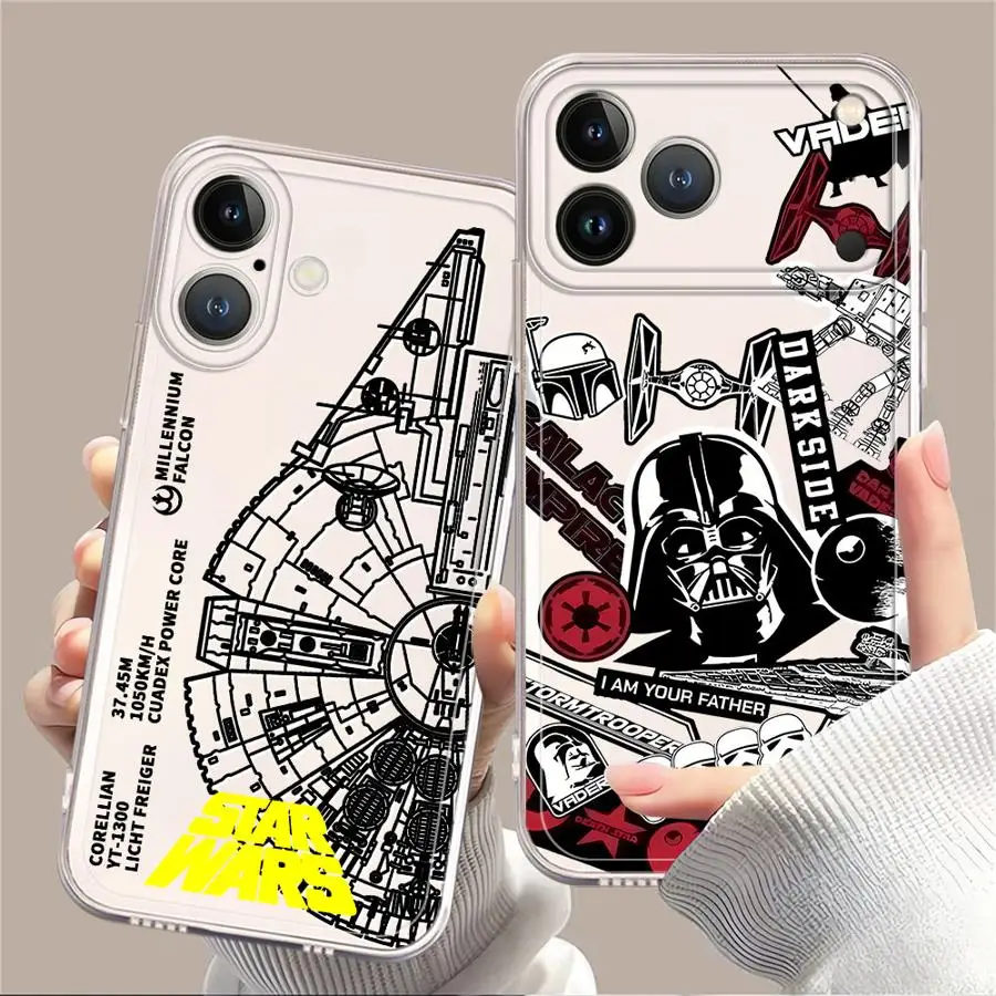 Capa para iPhone 17 Pro Max Air 12 Mini 13 Pro XR 16 14 Plus XS Max 11 15 7 8 Capa de Telefone Macia Star Wars Darth Vader