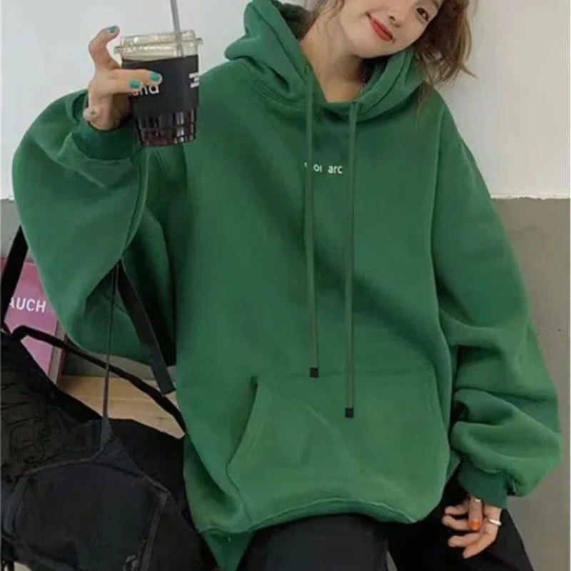 Baggy Hooded Sweatshirt for Women Korean Loose New In Woman Tops On Promotion Matching Sport Cheap Y2k Style Casual Kpop Hoodies