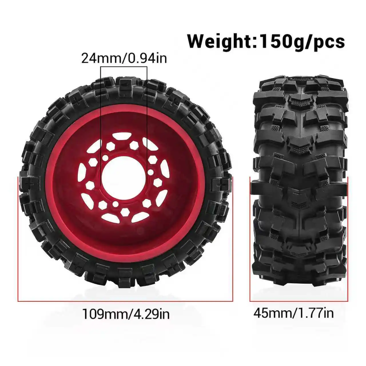 إطارات شاحنات قصيرة المدى بمقياس 1/10 مع محاور قابلة للتبديل - محولات سداسية 12 مم 14 مم 17 مم متضمنة، متوافقة مع ARRMA المرسلة