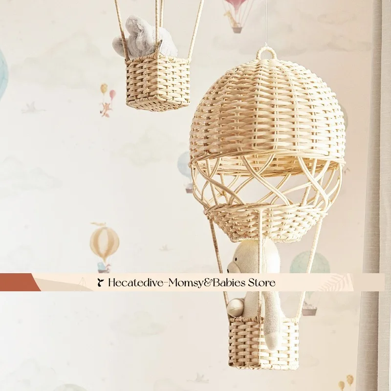 【Must Have】dekoracje wiszące do pokoju dziecięcego Ręcznie tkany rattanowy balon wiszący w stylu boho do pokoju dziecięcego z organicznymi krzywiznami ​   balony na gorące powietrze