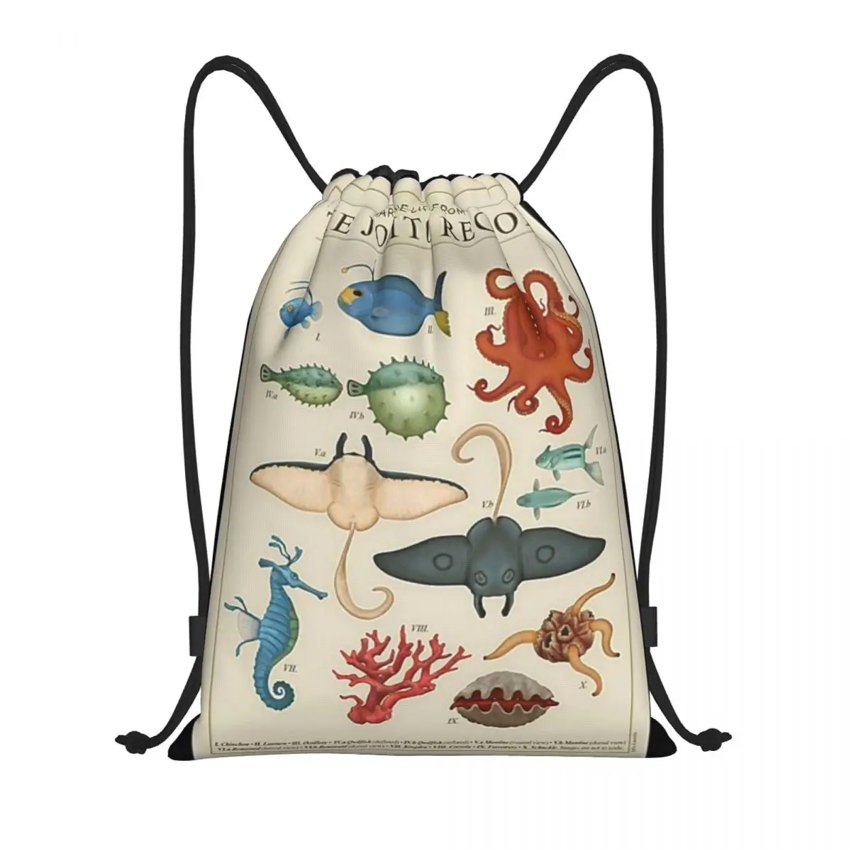 Custom Pattern Logo Drawstring Bag Marine Life From Johto Travel Backpack Student Storage Bag School Bag  ꦫ