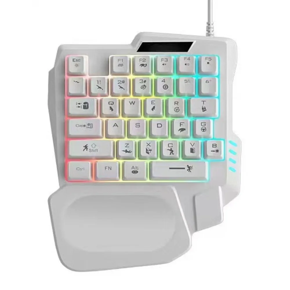 

USB Single Hand Keyboard Ultra-slim Luminous One Handedly Keyboard 35 Keys Wired Gaming Mechanical Keyboard Desktop PC