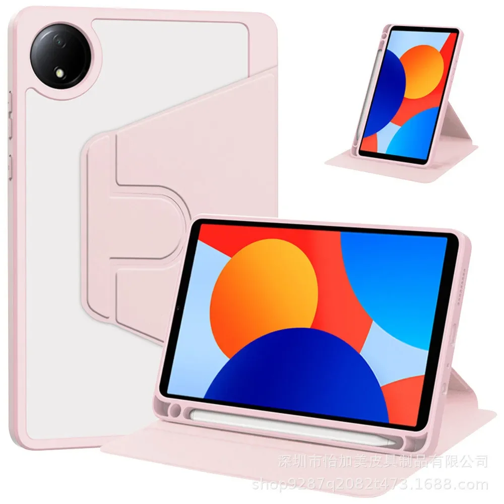 

360° Rotating Luxury Flip Leather Tablet Case for Redmi Pad Pro 12.1 Candy Solid Color Clear Hard Back Shockproof Protect Cover