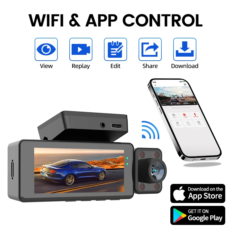 3 Inch Car DVR 3 Lens HD Vehicle Dash Cam Three Way Camera DVR Recorder Video Mini Dashcam Camcorder