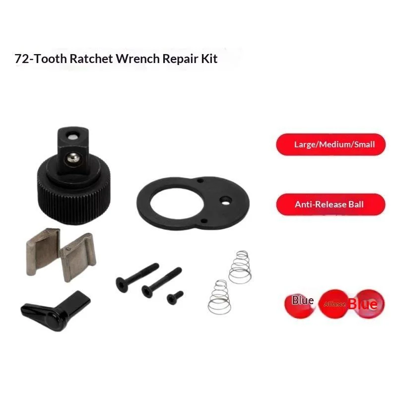 72T Ratchet Wrench Repair Kit Replacement Parts Anti Drop Ball Bearing For 1/4