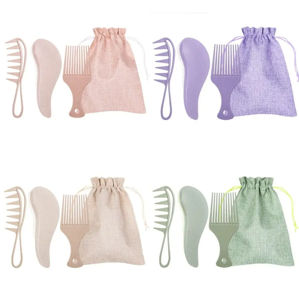 Juego de peine cepillo de dientes anchos, horquilla antiestática, cepillo de masaje para el cabello, peine de peluquería colorido de moda duradero, 3 uds.