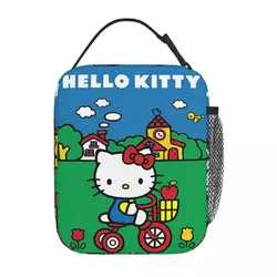 Sac à lunch isotherme réutilisable pour voyage, sac de rangement des aliments, boîte à lunch thermique, accessoires Hello Kitty, sac fourre-tout isotherme