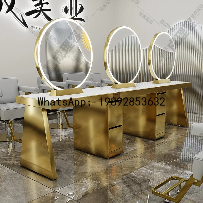 CZ Barber Shop Mirror Table Salon Single/Double-Sided Cabinet Integrated Mirror Hair Salon Special Haircut Perm Dye Mirror