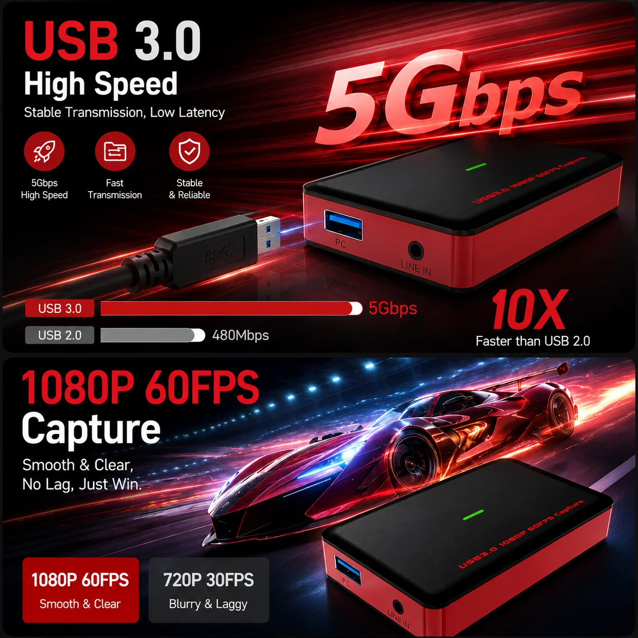 Ezcap371L 4K HDMI Capture Card USB3.0 Video Grabber 1080P120 Game Recorder for PS5 Xbox Switch OBS Live Streaming Laptop PC